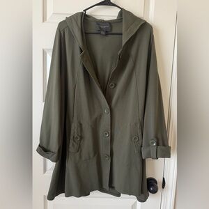 Christian Siriano Olive Green Hooded Trench Coat